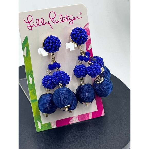 NEW Lilly Pulitzer SALSA COPA Clip On Statement EARRINGS Bright
Navy Beaded Gold - Picture 5 of 12